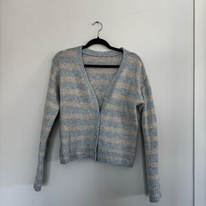 Striped grey/cream and blue cardigan